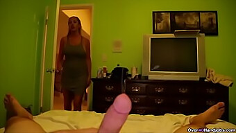 Aroused Milf Pleasuring Herself To A Young Man'S Penis